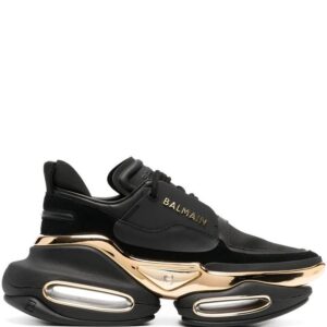 B-Bold Sneaker – Black & Metallic Gold & White
