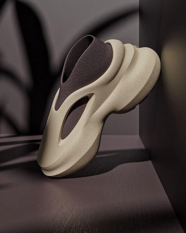 Futuristic Foam Slip-On Sneakers – Sculpted Beige Edition